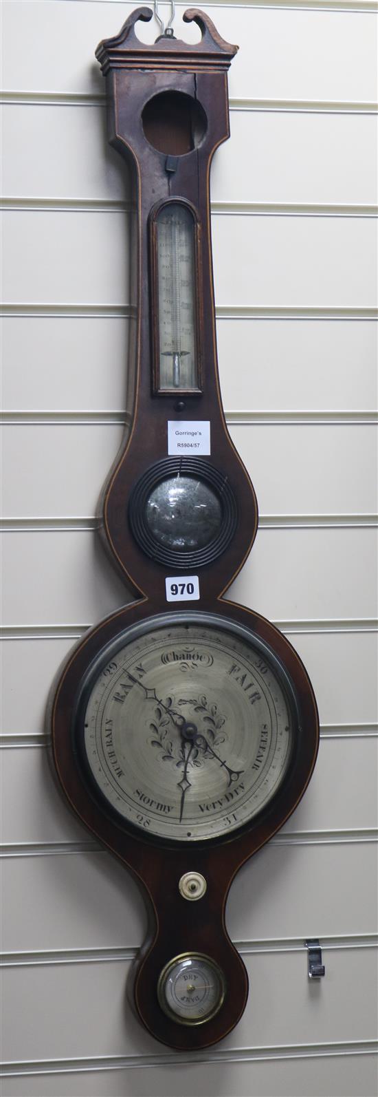 A Regency mahogany wheel barometer W.27cm